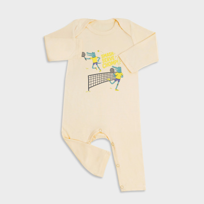 Baby romper featuring Tennis design in Light Yellow