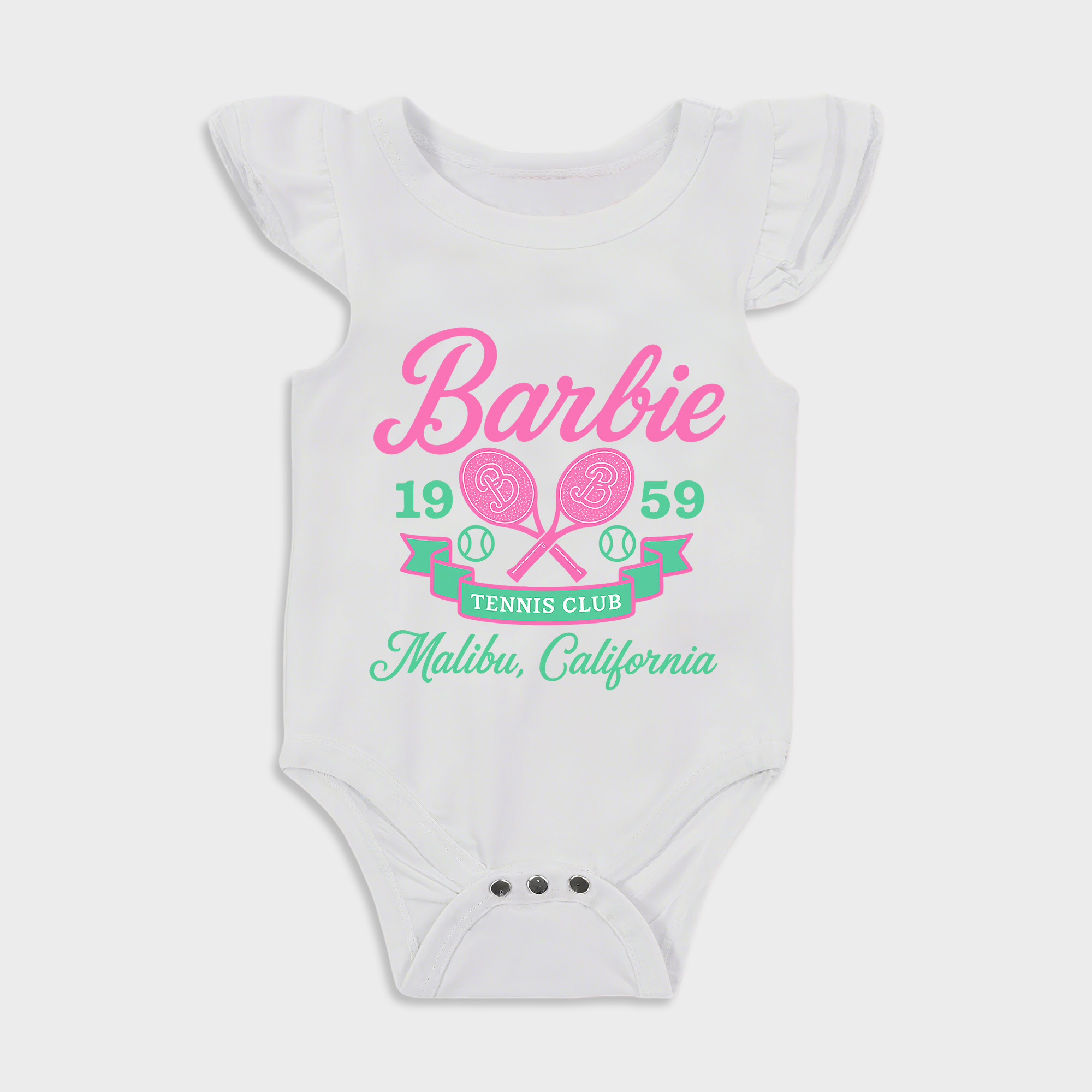 Baby romper with Tennis Club design in White