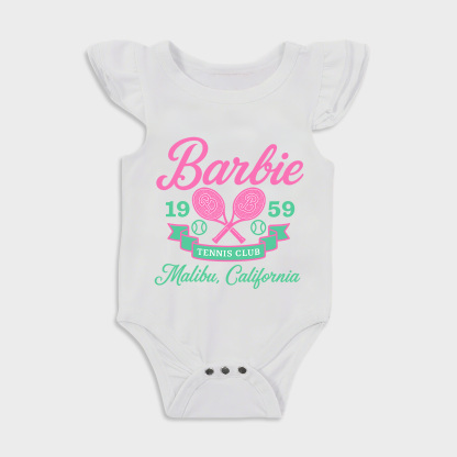 Baby romper with Tennis Club design in White
