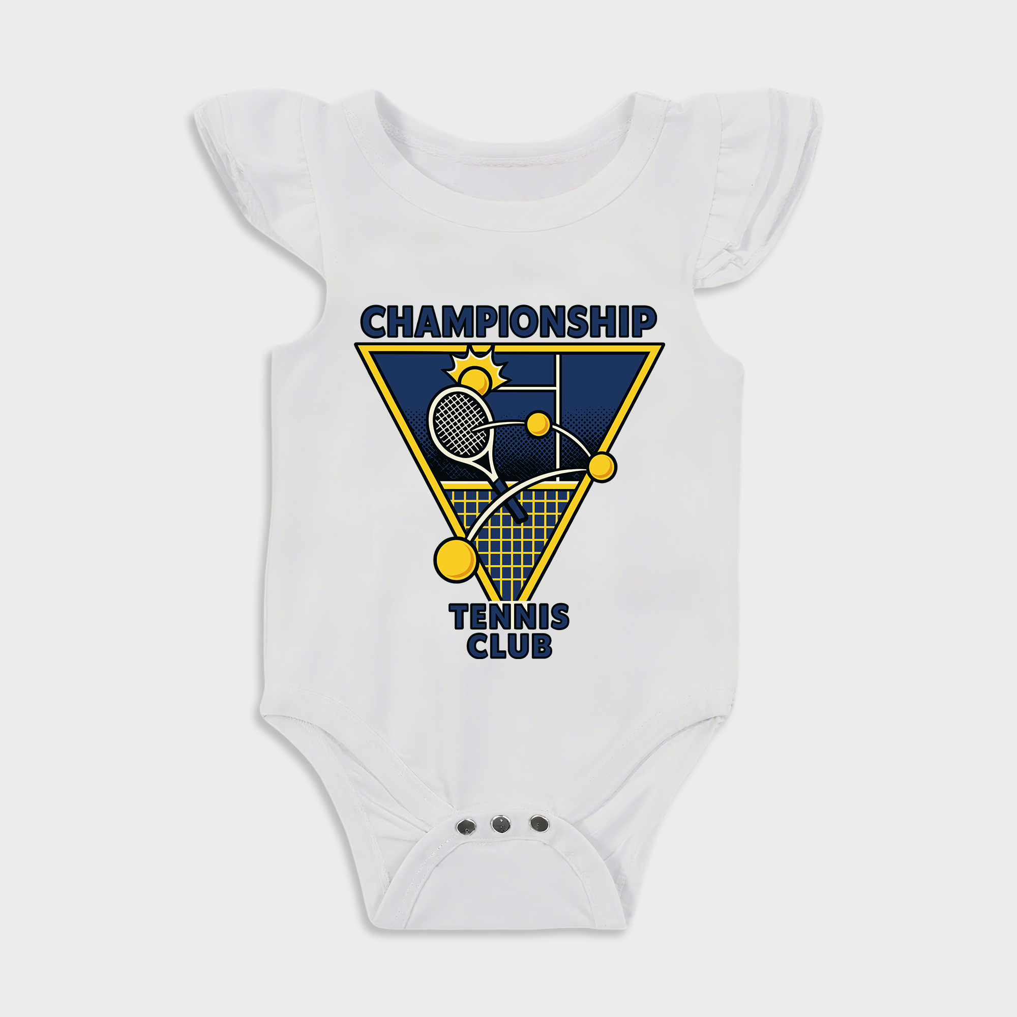Baby romper - Tennis Ruffled Triangle Romper White
