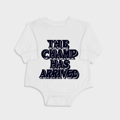 The Champ Has Arrived White long-sleeved triangle baby onesies