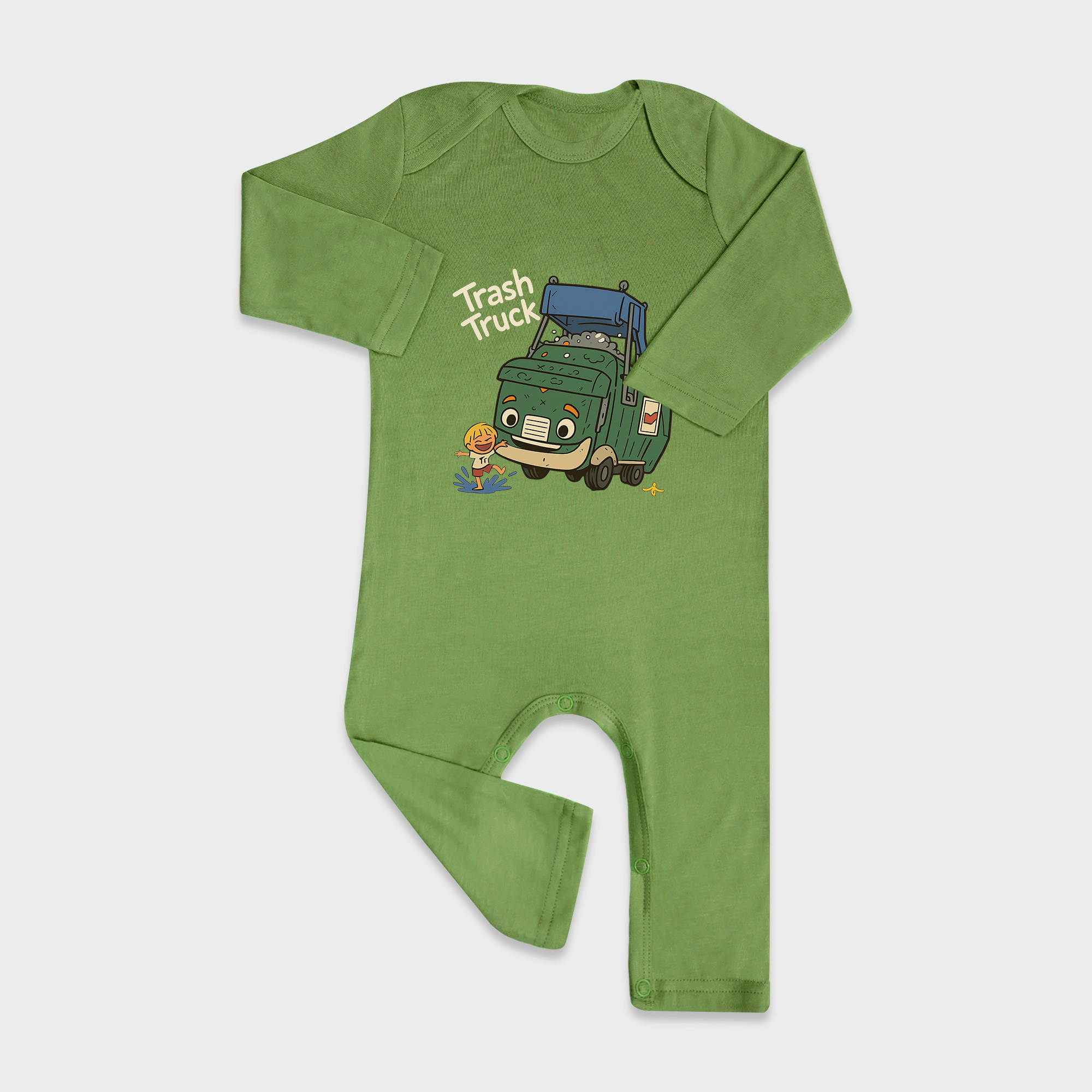 Trash Truck Baby Full Length Snap Rompers