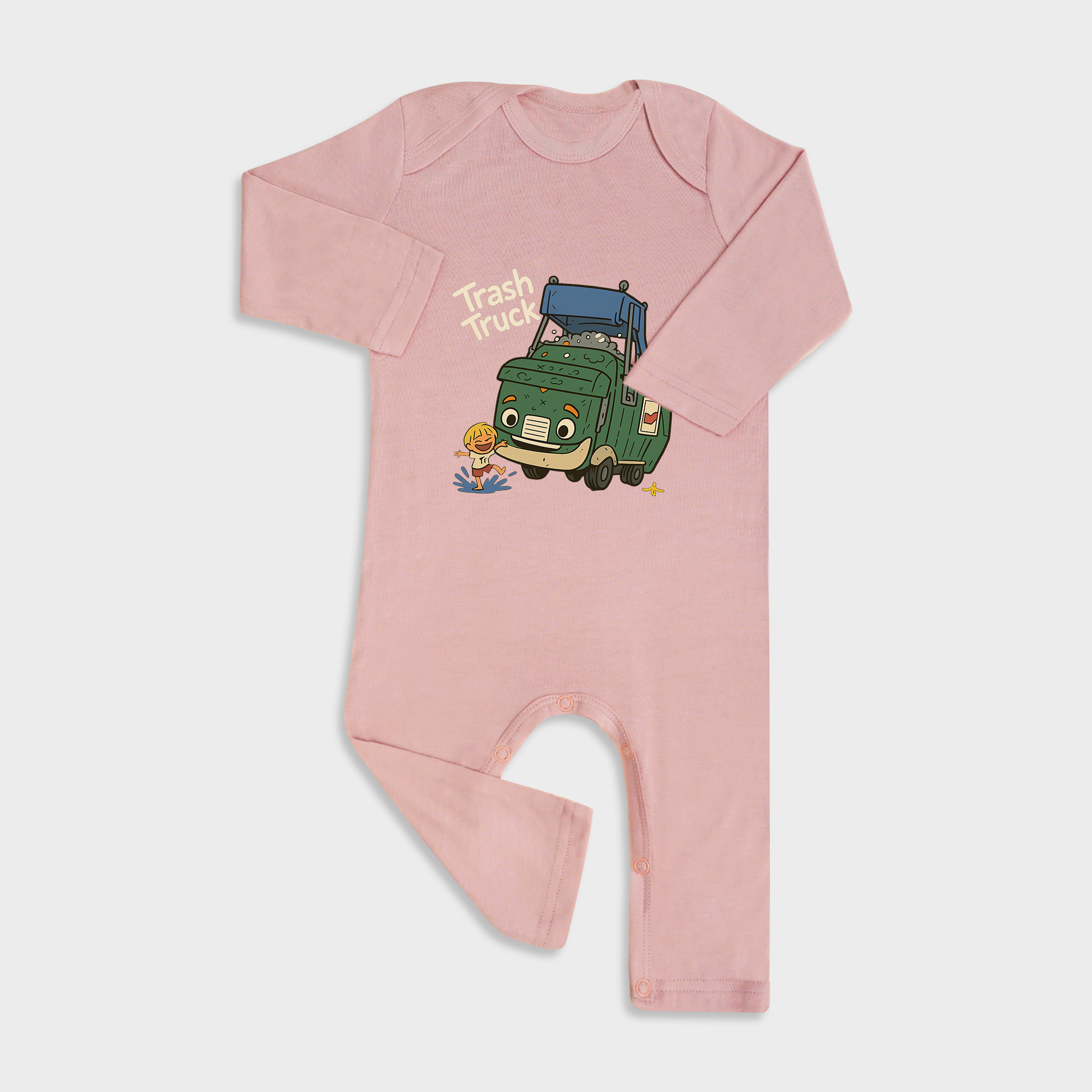 Trash Truck Baby Full Length Snap Rompers