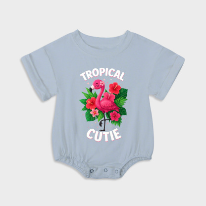 baby onesies - tropical cutie short-sleeved triangle onesies light steel blue