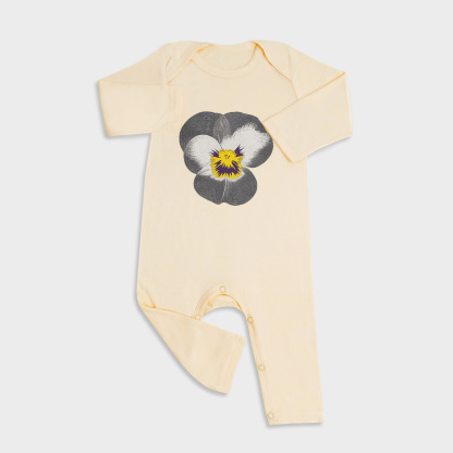 Baby romper featuring Tropical Flower design in Light Yellow