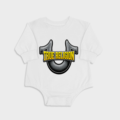 True Religion U White long-sleeved triangle baby onesies