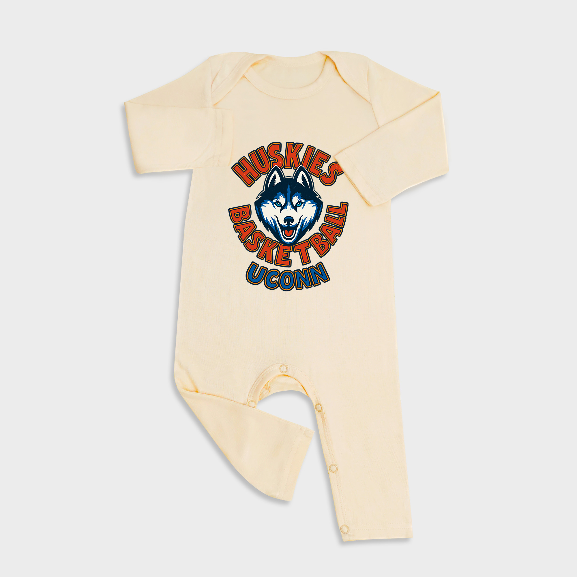 Uconn Huskies Basketball Long Sleeve &Long Leg Jumpsuit Light Yellow
