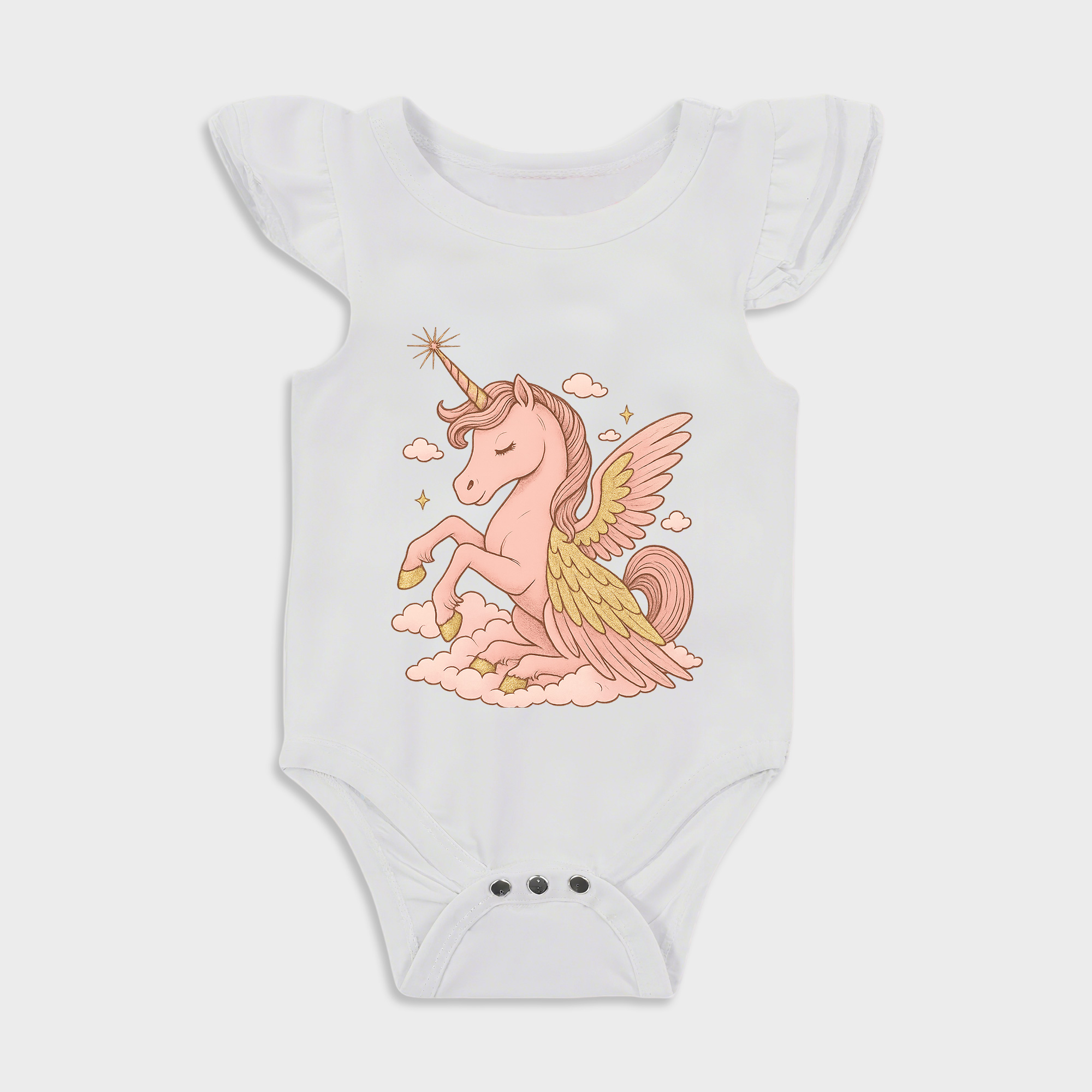 Baby romper with Unicorn design in White