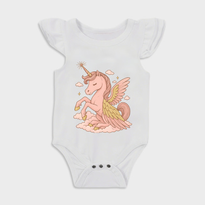Baby romper with Unicorn design in White