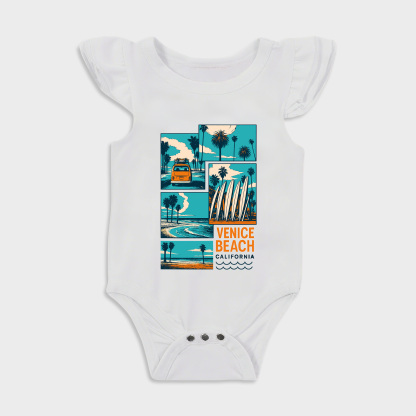 Baby romper - Venice Beach Ruffled Triangle Romper White