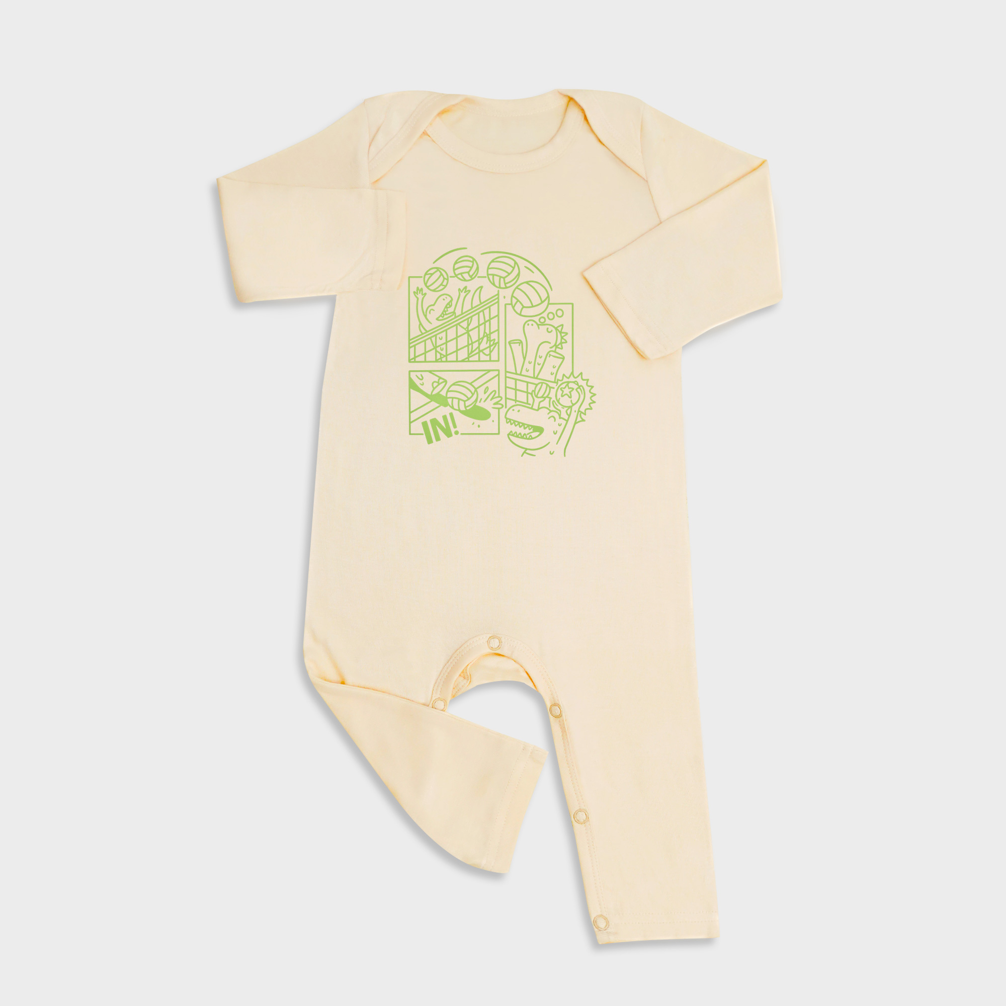 Baby romper featuring Volleyball design in Light Yellow