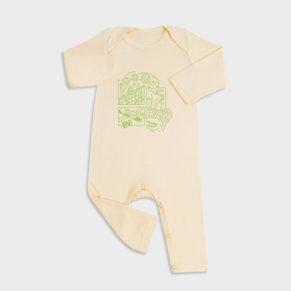 Baby romper featuring Volleyball design in Light Yellow