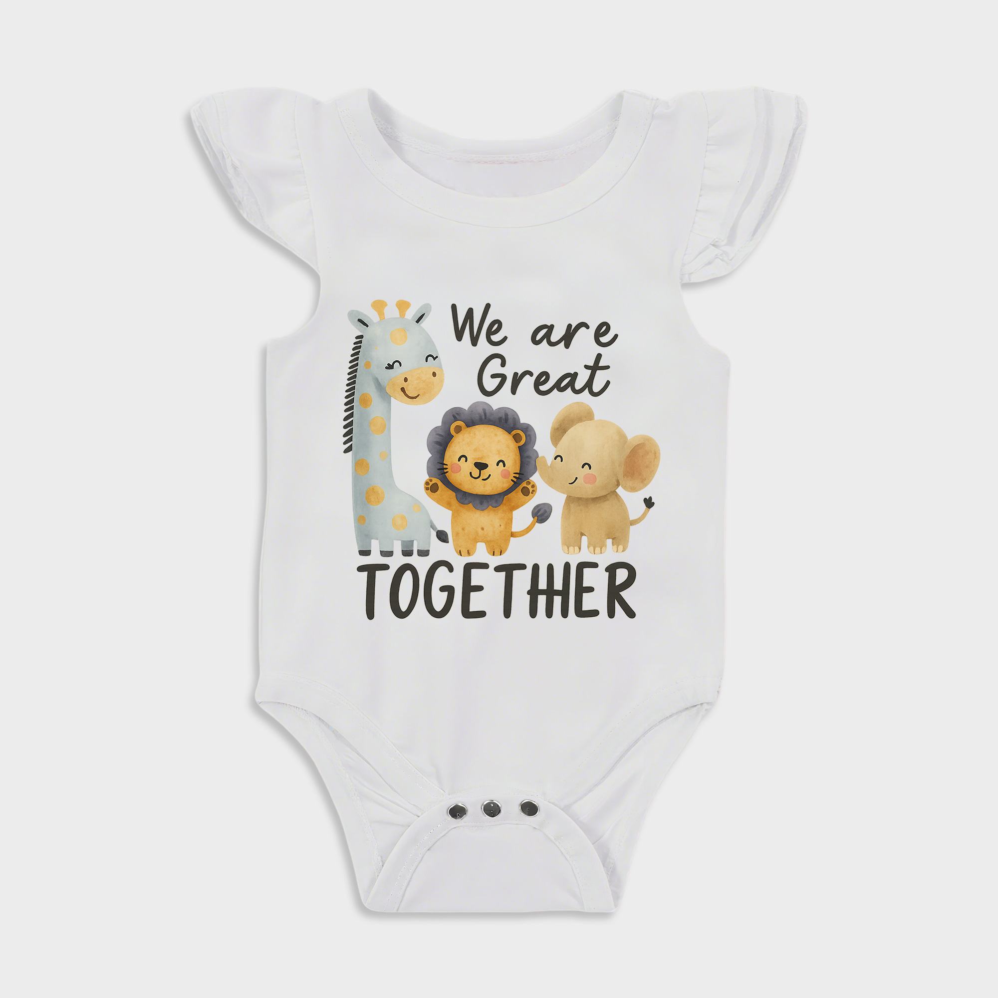 We Are Great Together Ruffled Triangle Onesies in White Baby onesies