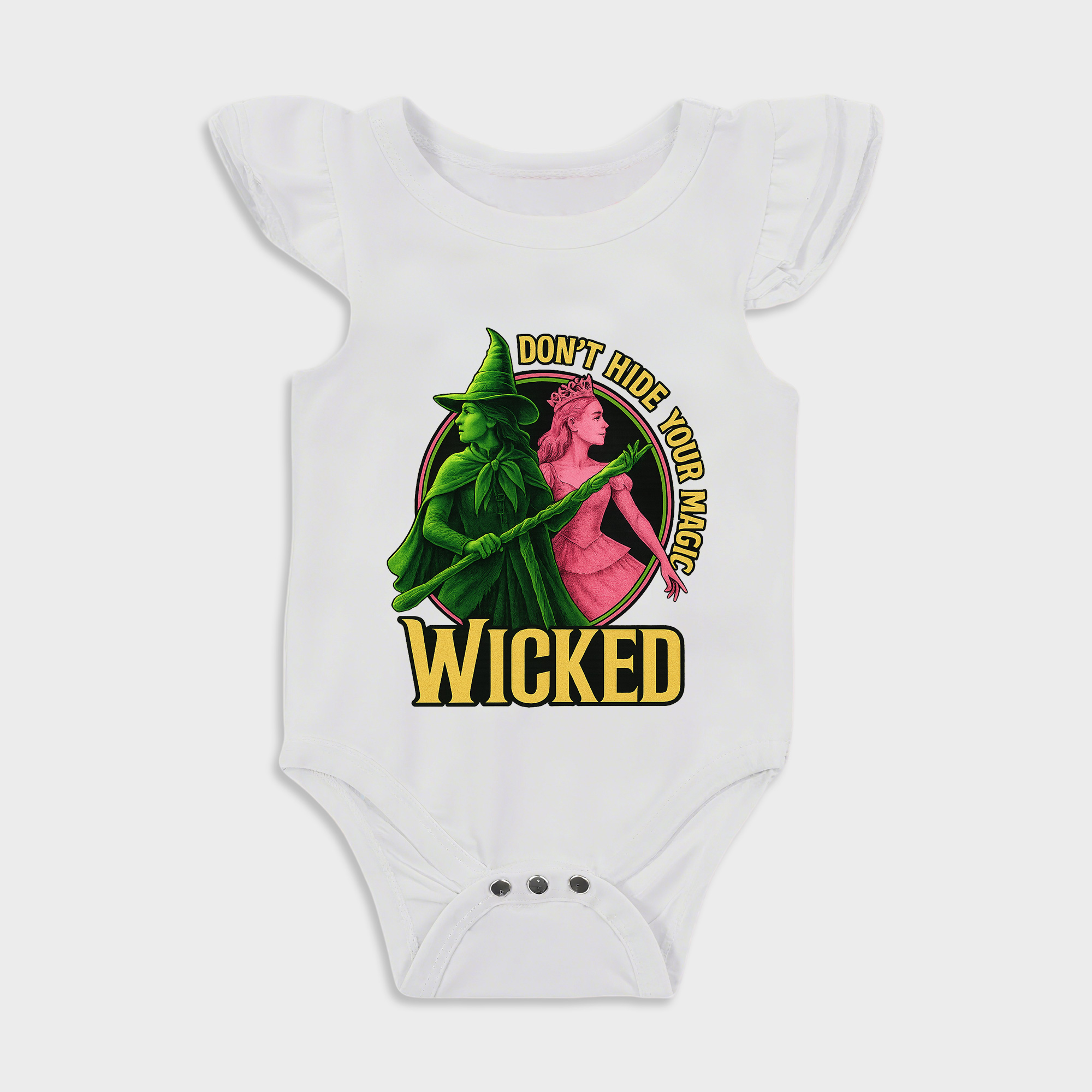 Baby romper with Wicked design in White