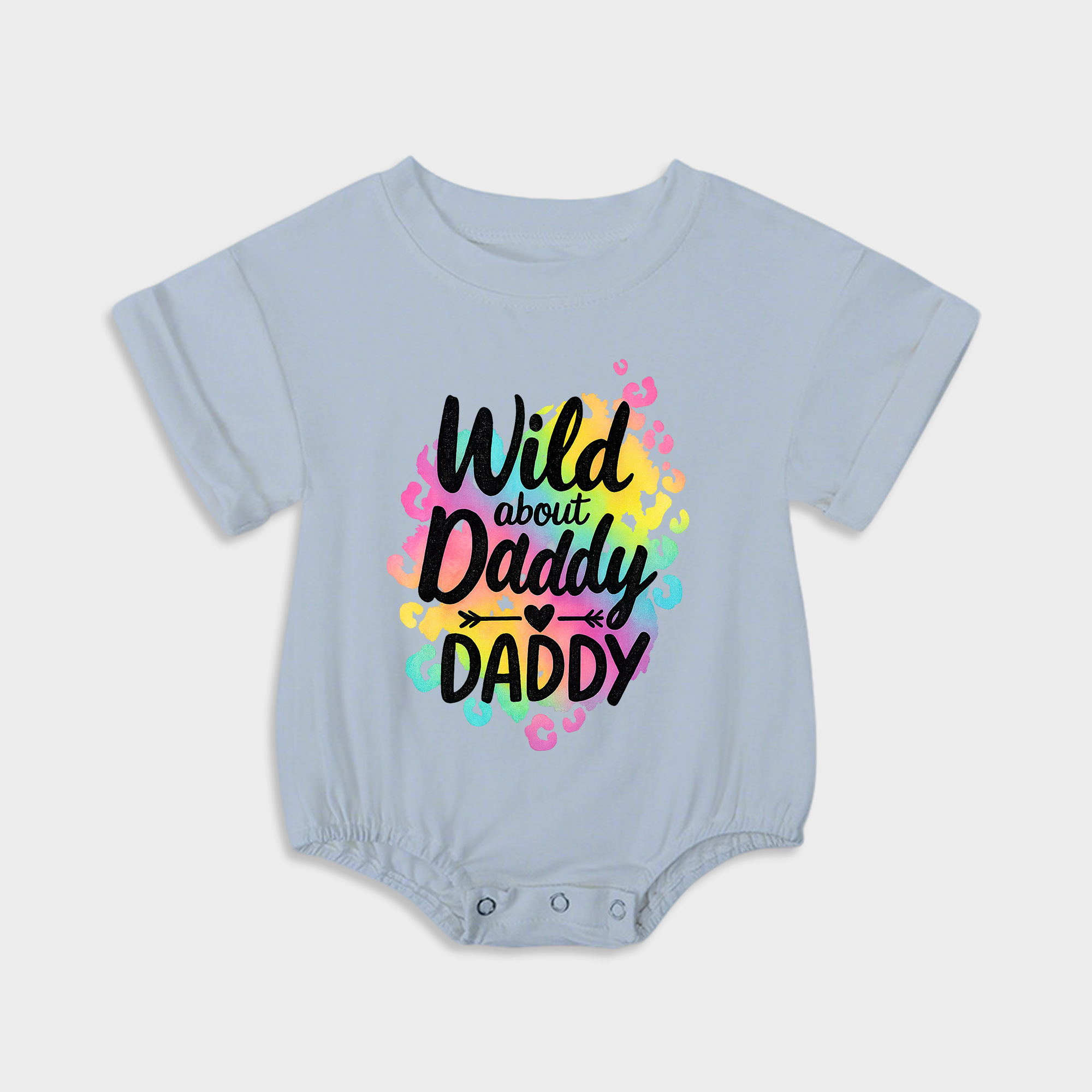 baby onesies - wild about daddy short-sleeved triangle onesies light steel blue