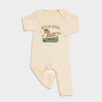 Baby romper featuring Wild One design in Light Yellow