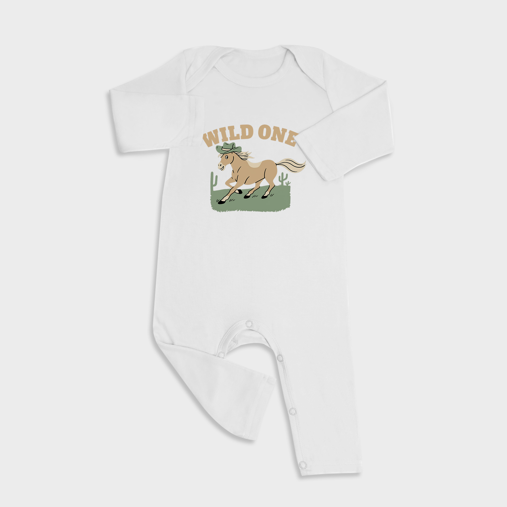 Wild One Baby Full Length Snap Rompers