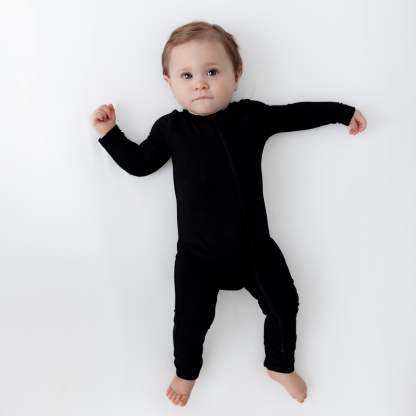 Baby Zipper Rompers in Midnight