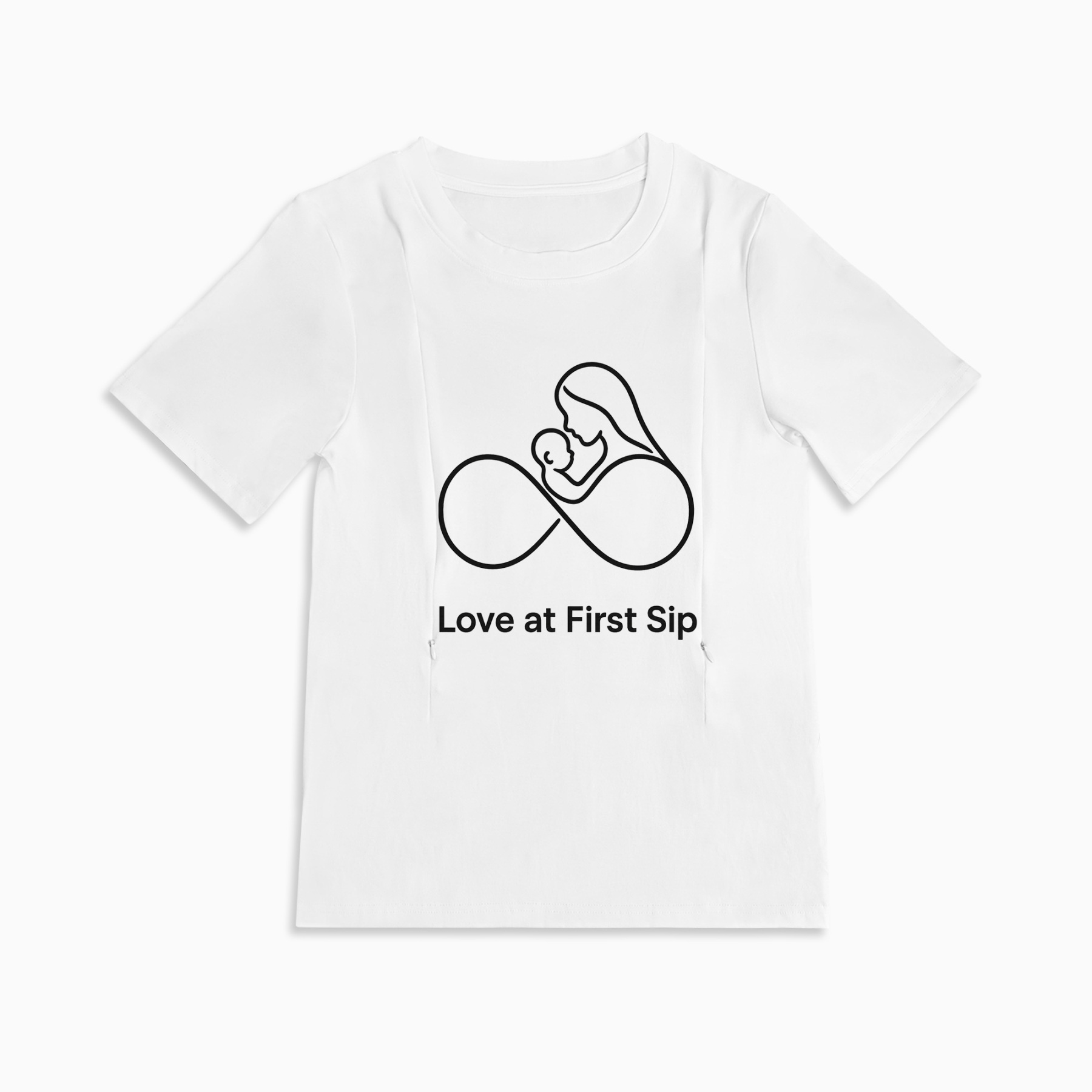 Zipper Nursing Tee | "Love at First Sip" Cute Slogan Shirt