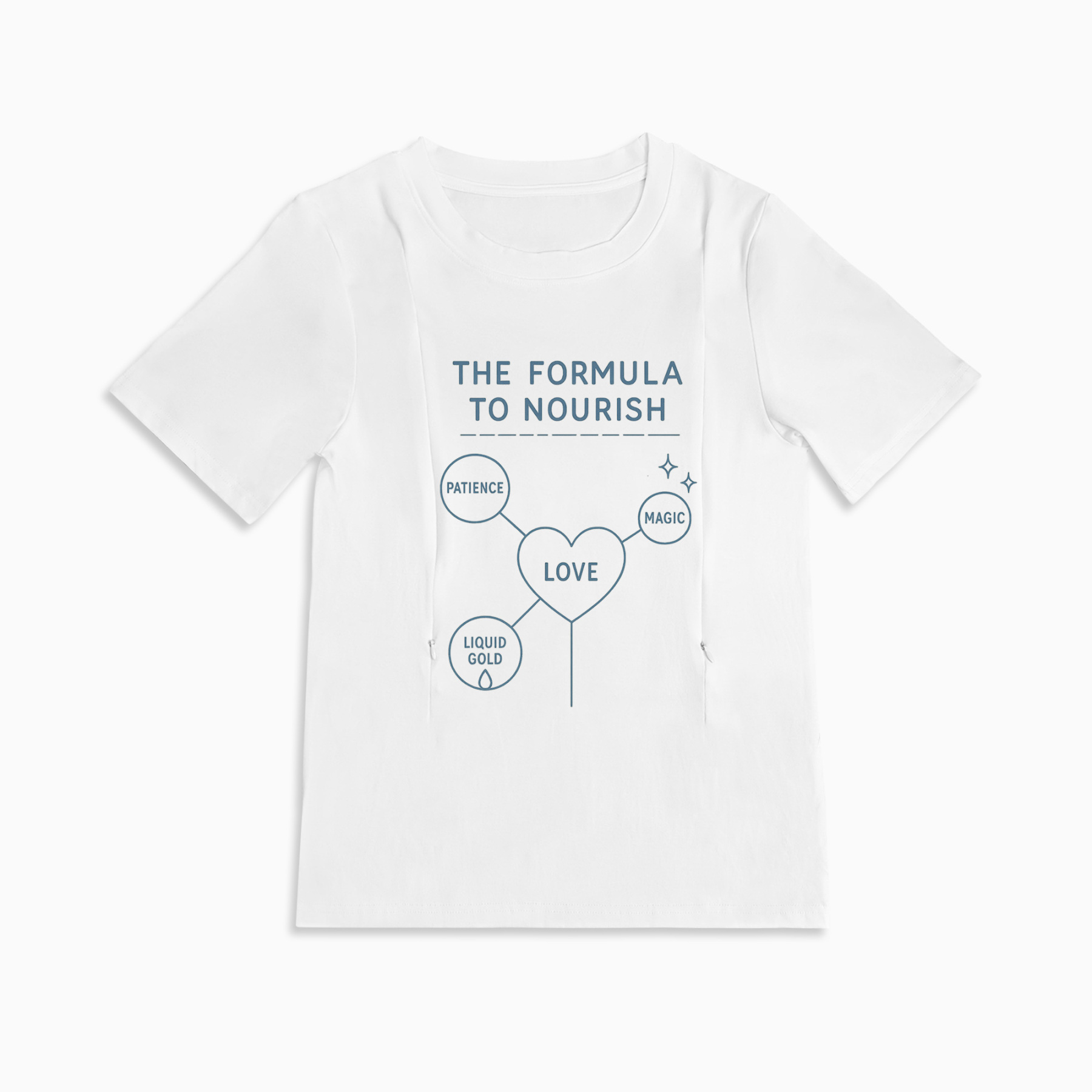 Cute Nursing Top for New Moms | Nourish Graphic | Side Zippers