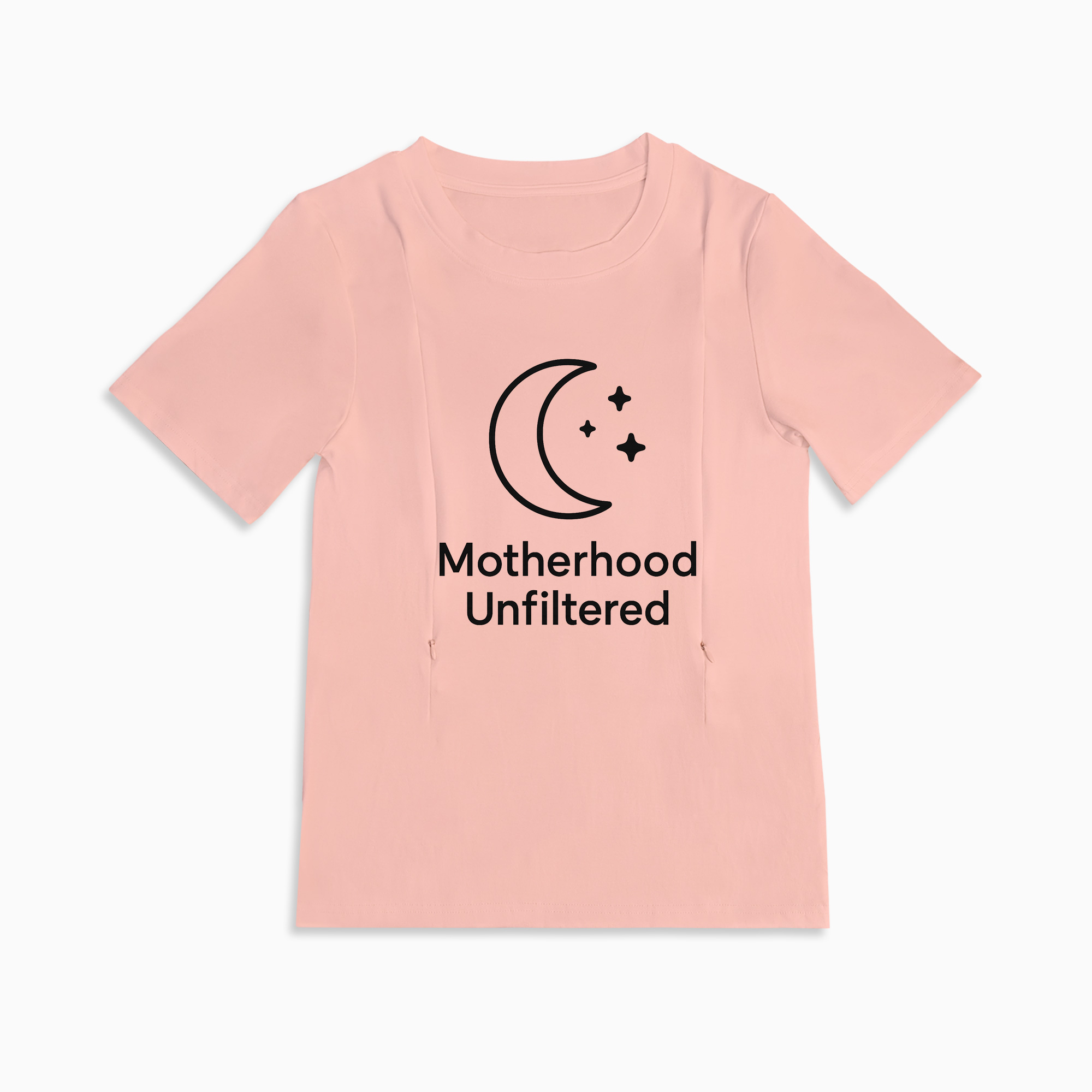 Zipper Nursing T-Shirt | "Motherhood Unfiltered" Funny Mom Slogan