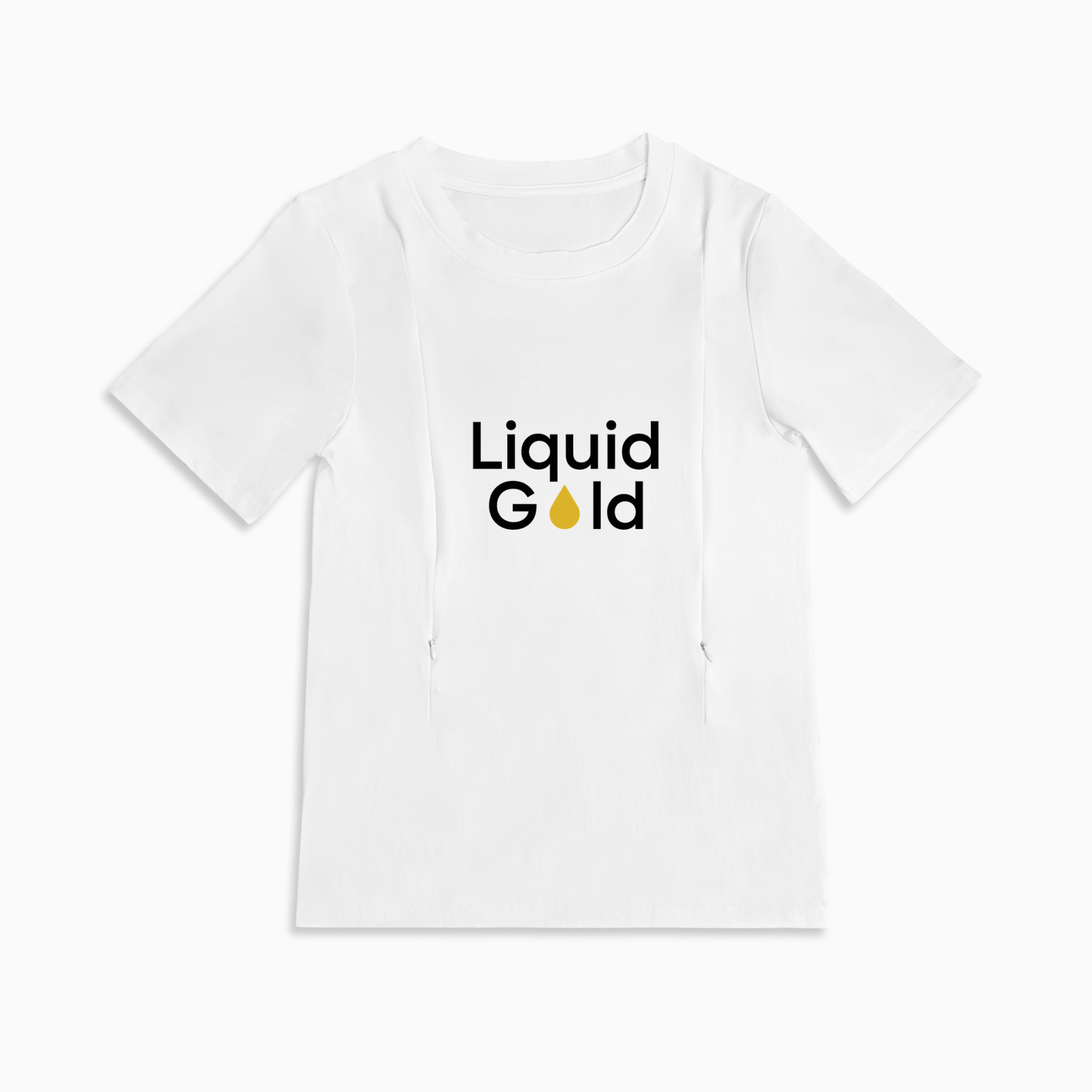 Zipper Nursing T-shirt | "liquid Gold" Slogan | Soft Cotton
