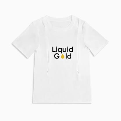 Zipper Nursing T-shirt | "liquid Gold" Slogan | Soft Cotton