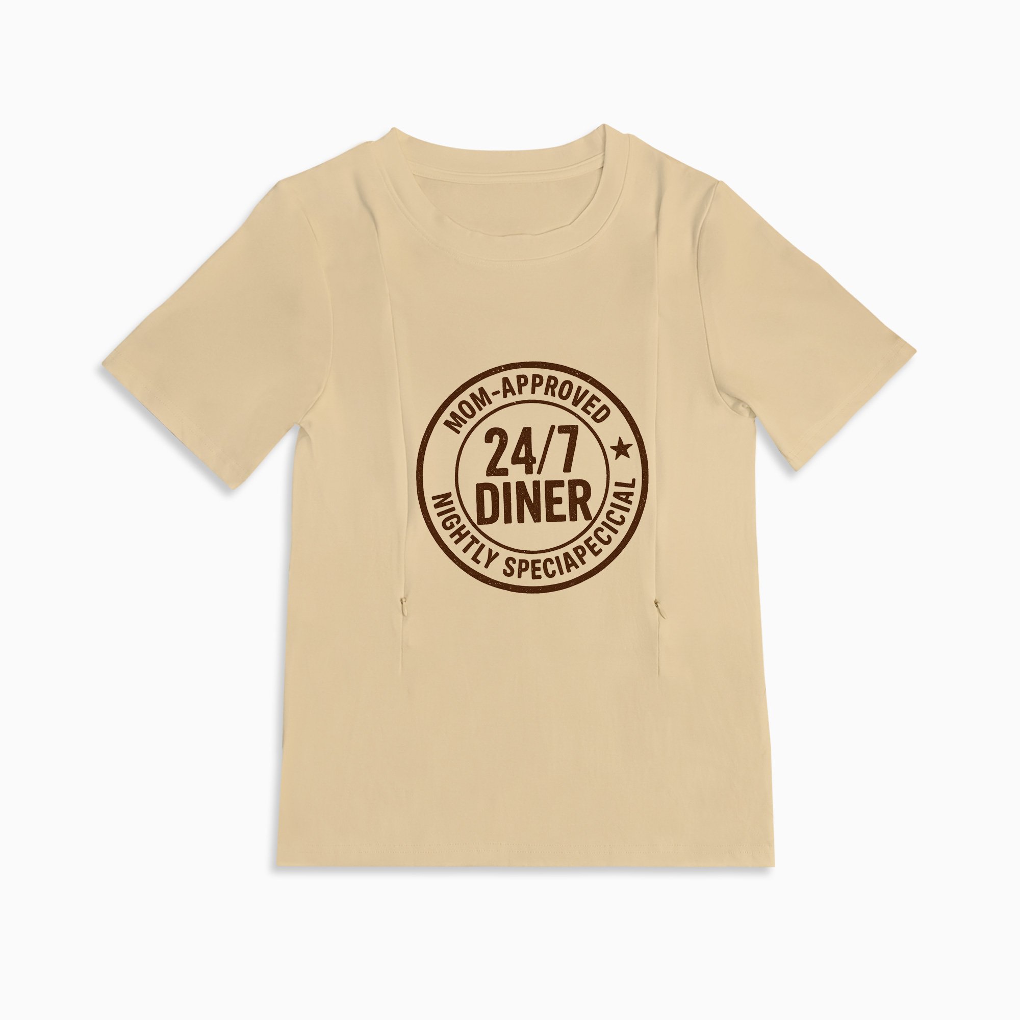Baby Shower Gift Idea | 24/7 Diner Zipper Nursing T-Shirt