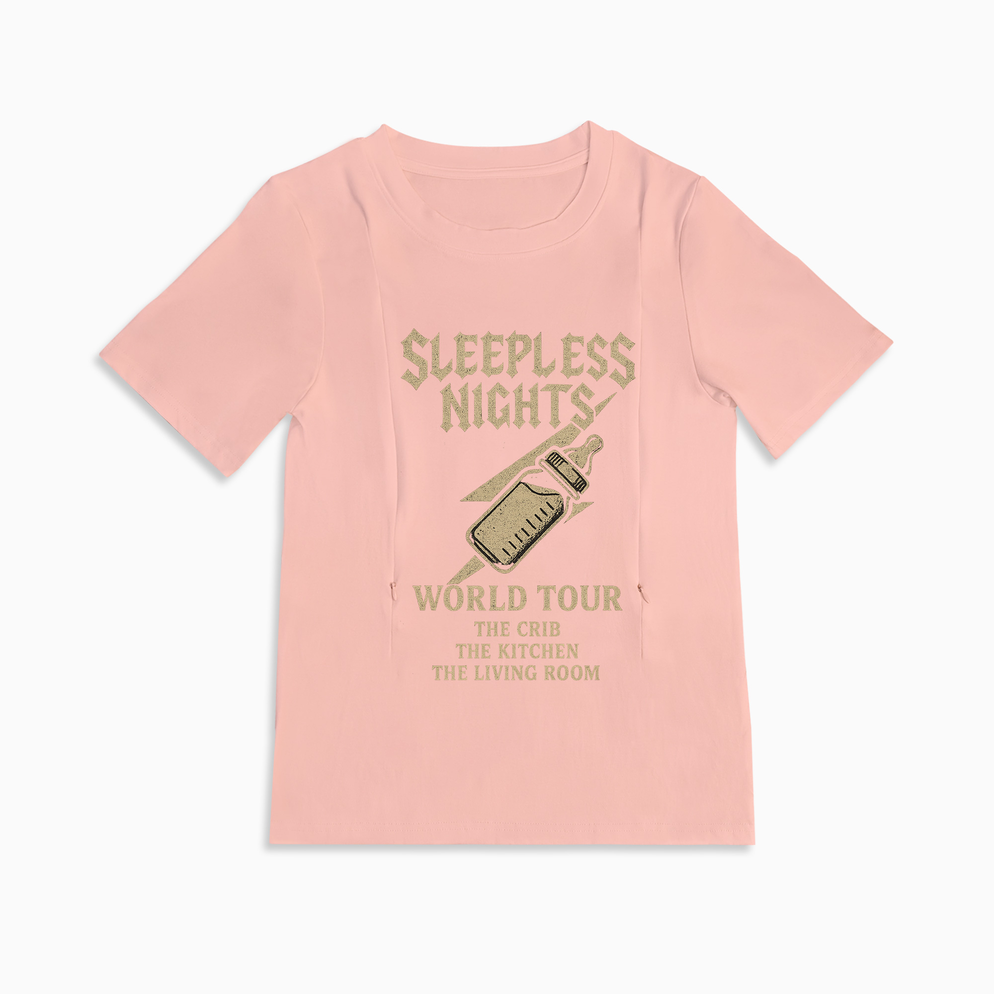 Mom Life Nursing Tee | "Sleep? Never Heard of Her" | Hidden Side Zippers