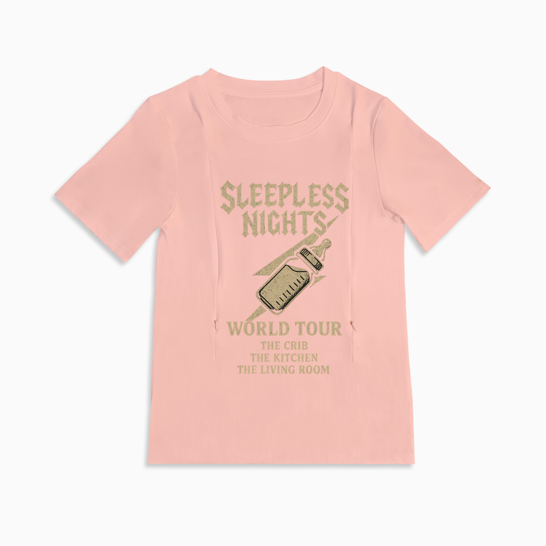 Mom Life Nursing Tee | "Sleep? Never Heard of Her" | Hidden Side Zippers