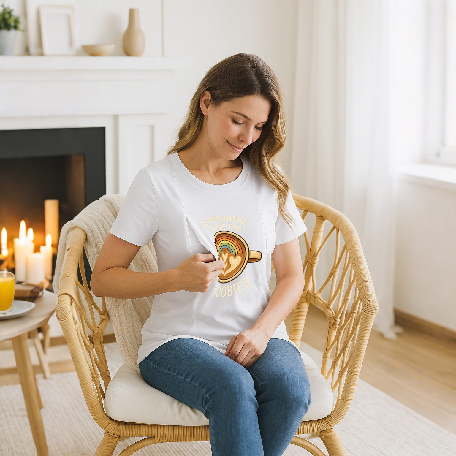 Easy Nursing Shirt w/ Zipper | "Somewhere Over the Boob | brand