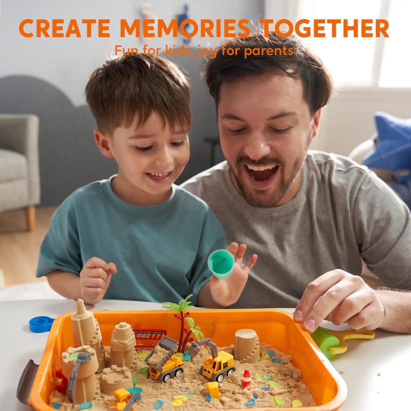 Children's Architecture-Themed Sensory Sandpit Play Set& Trucks for Kids 3+