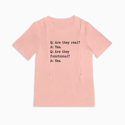 Zipper Nursing T-Shirt | "Yes They're Functional" Slogan | Totkeeps
