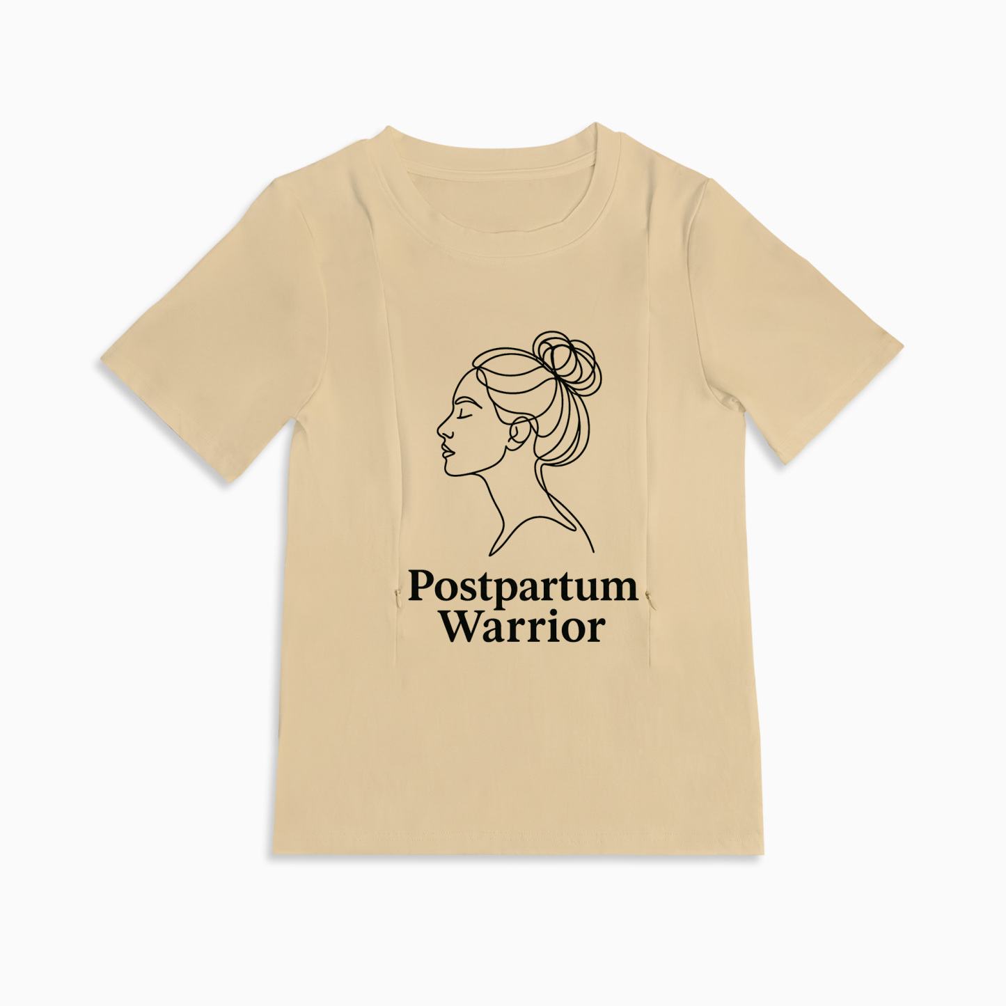 Postpartum Warrior Nursing Tee | Side Zipper for Easy Breastfeeding