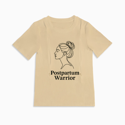 Postpartum Warrior Nursing Tee | Side Zipper for Easy Breastfeeding