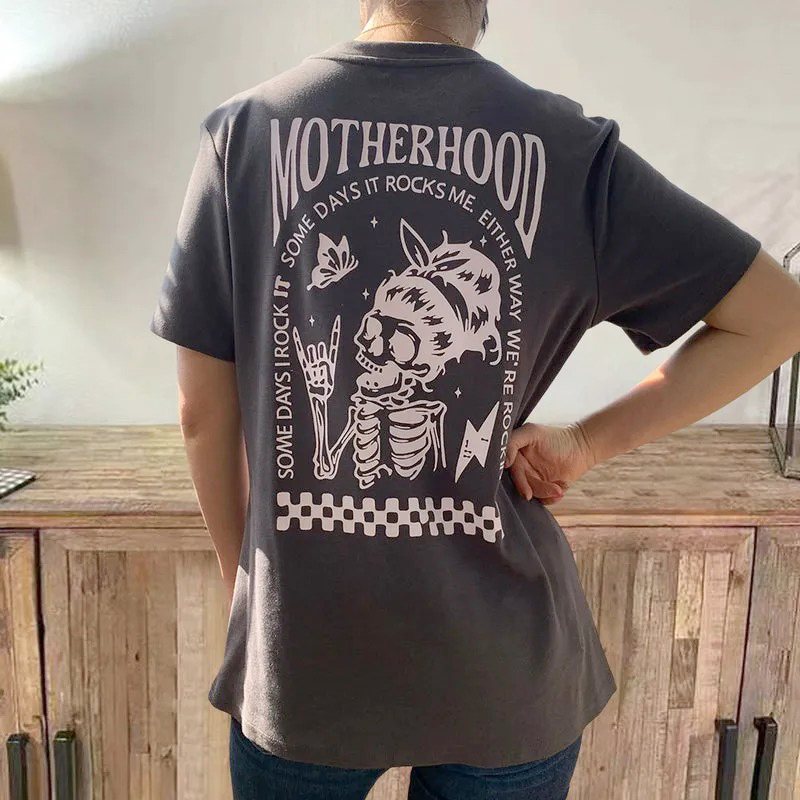 Mom Breastfeeding Nursing T-Shirt - Motherhood Sometimes I Rock It Sometimes It Rocks Me