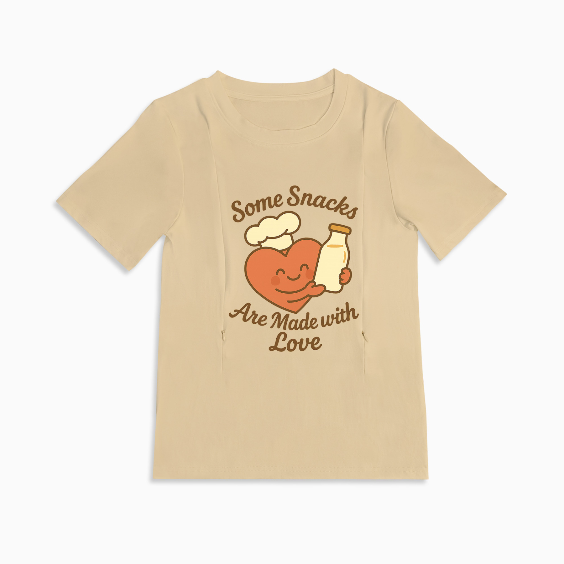 Zipper Nursing T-Shirt | "Snacks Made with Love" Slogan | Totkeeps