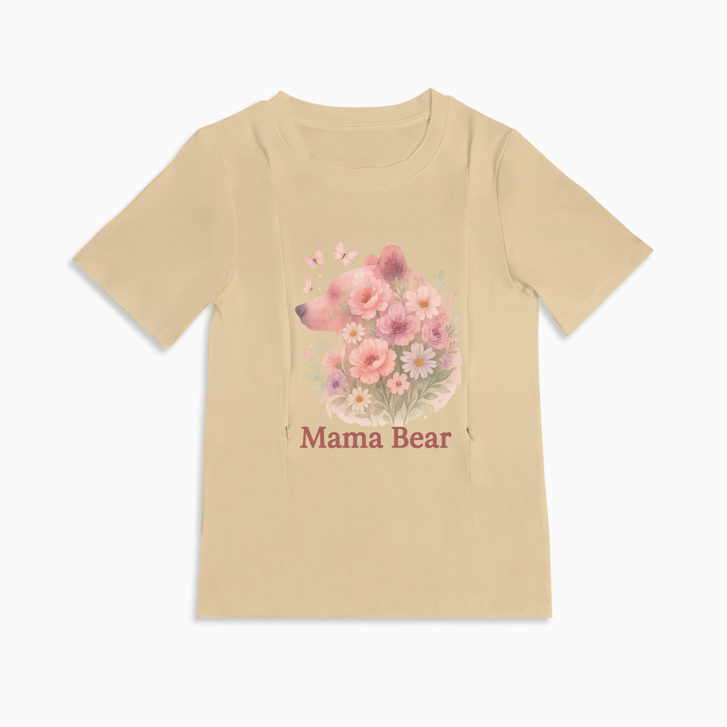 Mama Bear Zipper Nursing Top | Soft 95% Cotton Breastfeeding Shirt