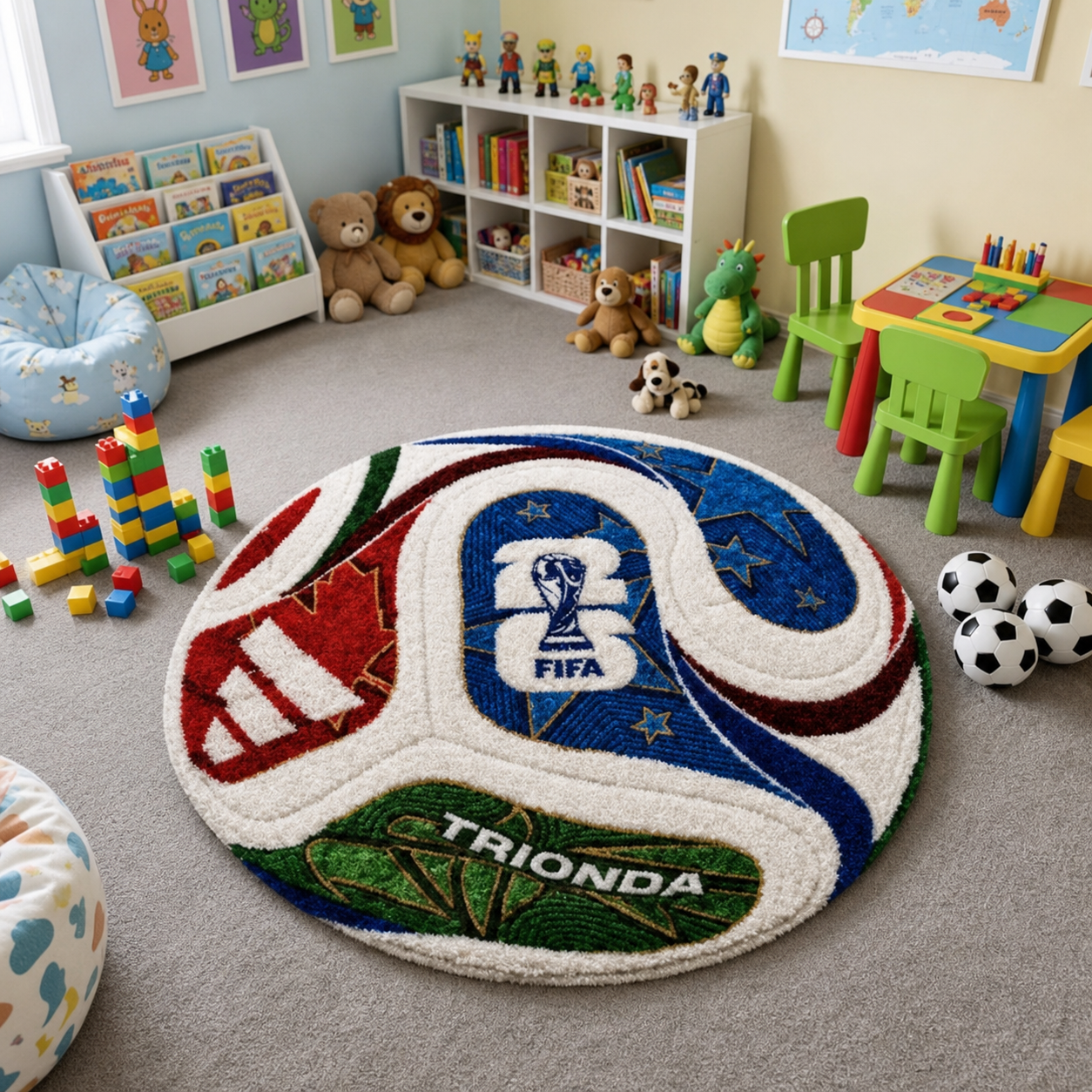 2026 World Cup Soccer Ball Round Tufted Rug