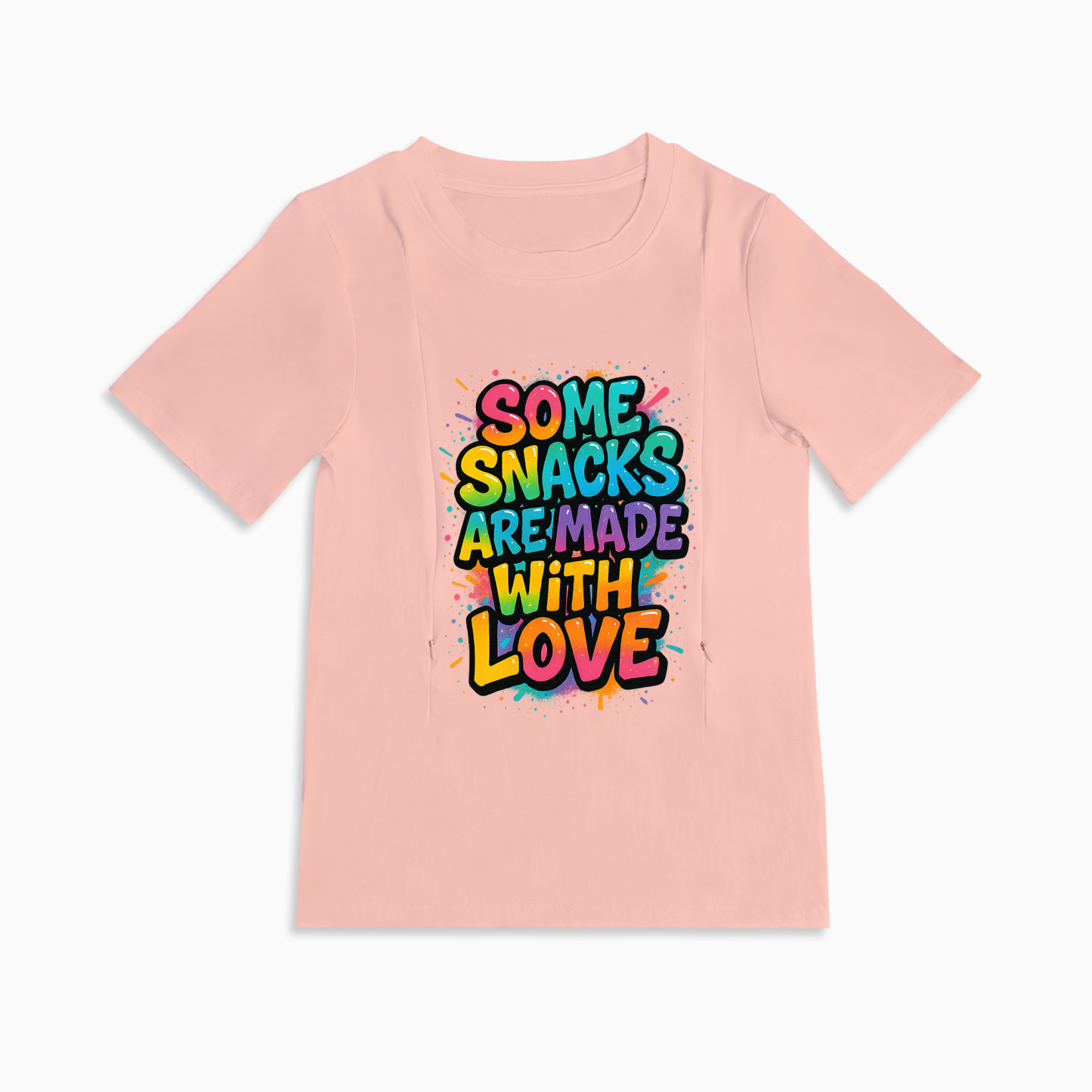 Playful Nursing T-Shirt | Easy Side Zipper Access | "Snacks Made with Love"