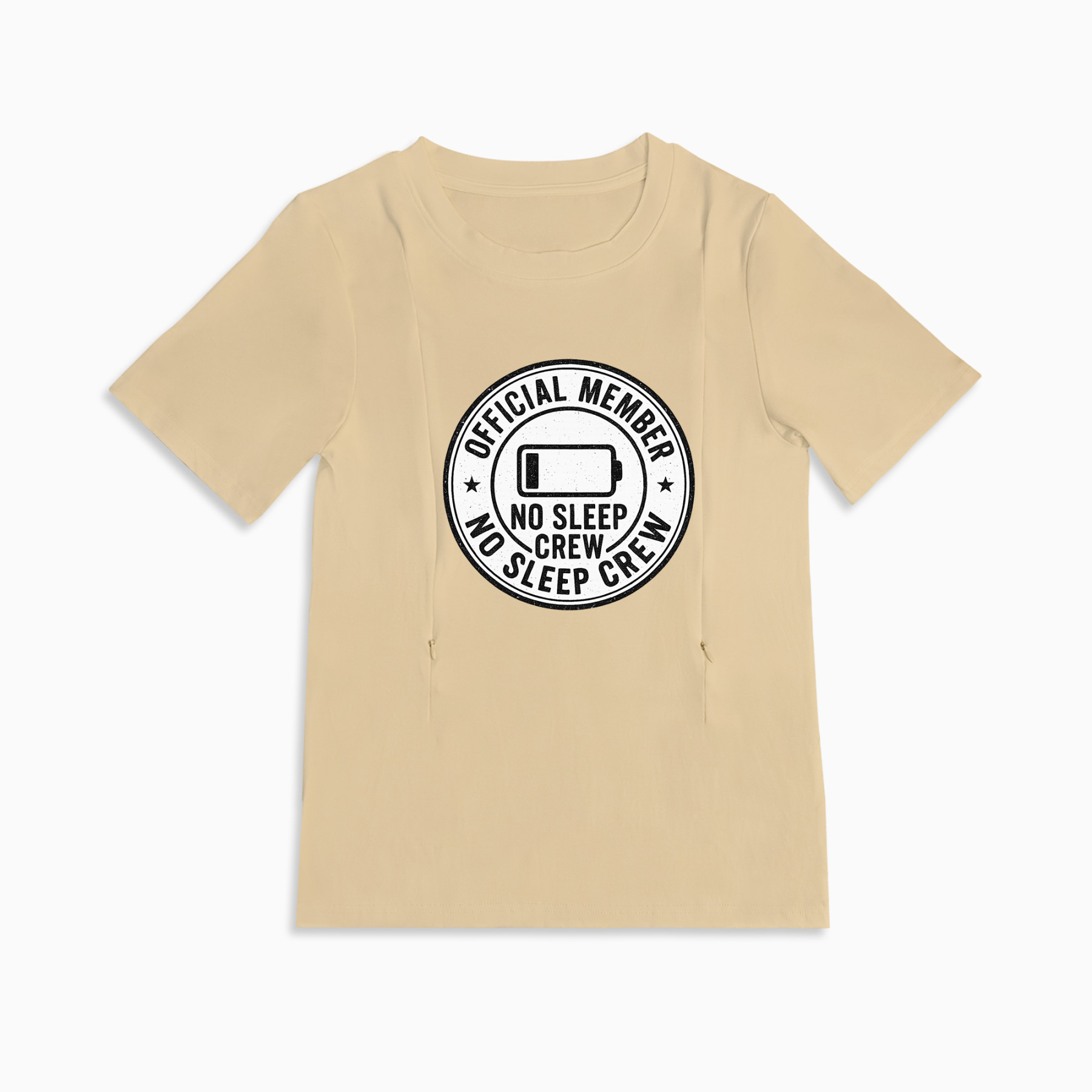 totkeeps No Sleep Crew Nursing Tee | Funny Cotton Breastfeeding Shirt