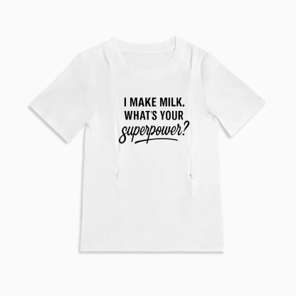 Postpartum Nursing Tee | "I Make Milk" Slogan | Easy Zipper Top