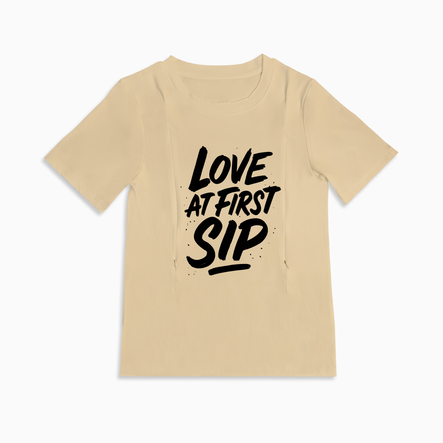 Breastfeeding T-Shirt with Side Zippers | "Love at First Sip" Design