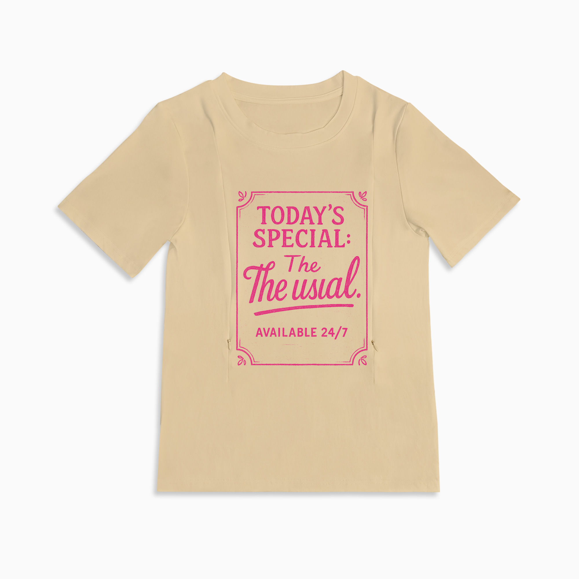 24/7 Diner Graphic Tee for Moms | Hidden Zipper Nursing Access