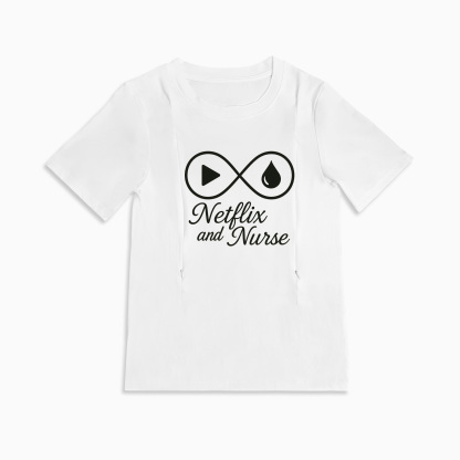 Totkeeps Netflix & Nurse Top | Cotton T-Shirt for Breastfeeding Moms