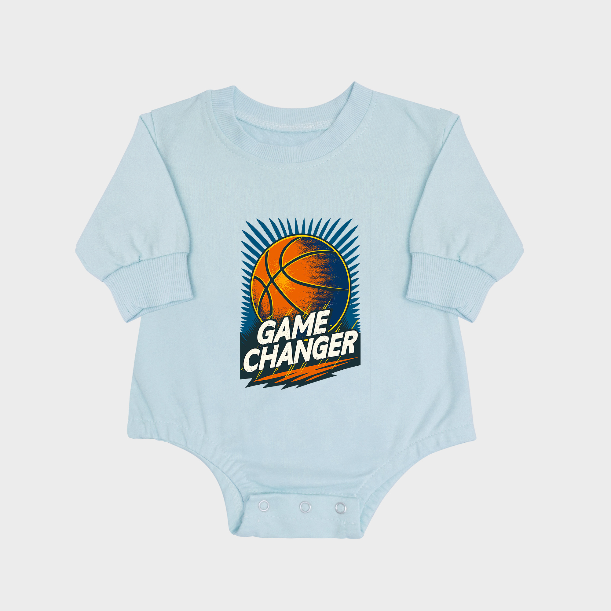 Game Changer Long-sleeved Triangle Onesies Aqua baby romper