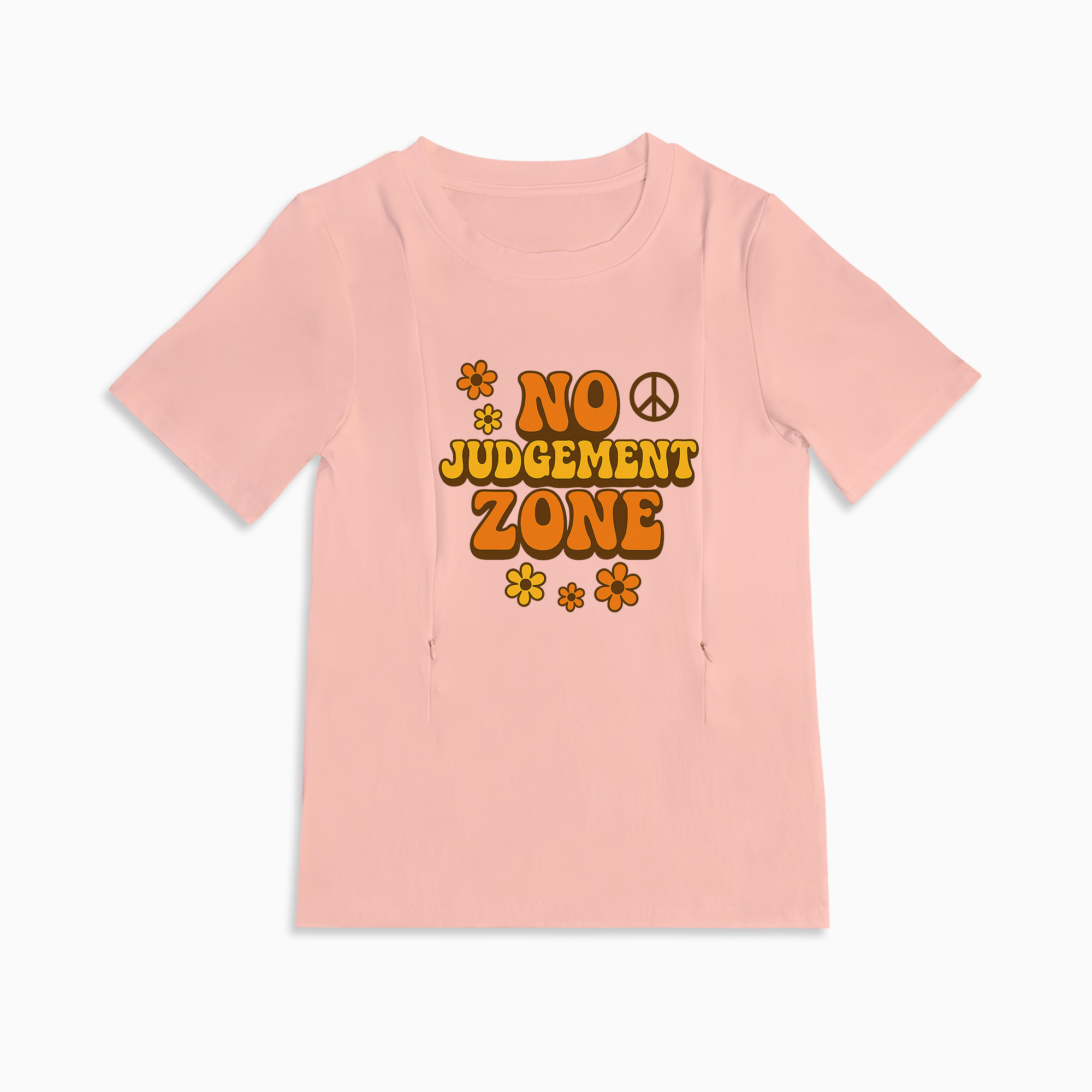 Zipper Nursing T-Shirt | "No Judgement Zone" Slogan | Soft Cotton