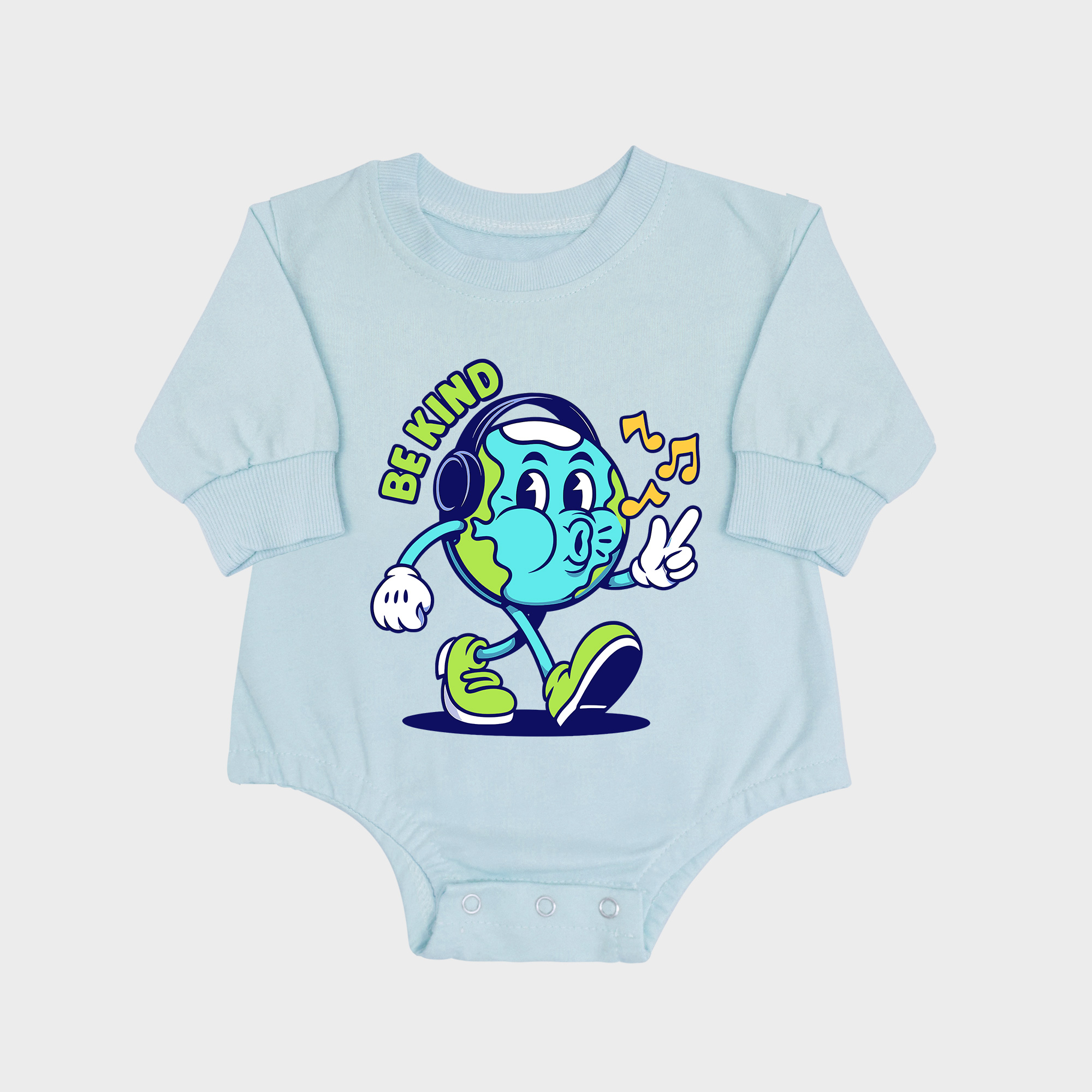 Be Kind Long-sleeved Triangle Onesies Aqua baby romper