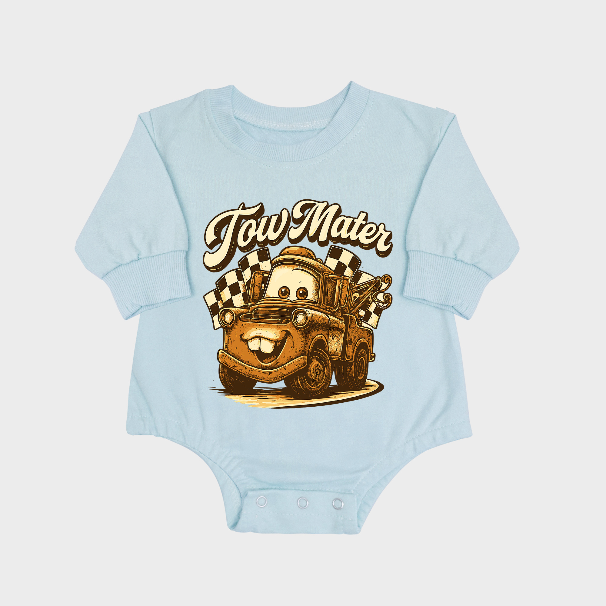 Tow Mater Long-sleeved Triangle Onesies Aqua baby romper