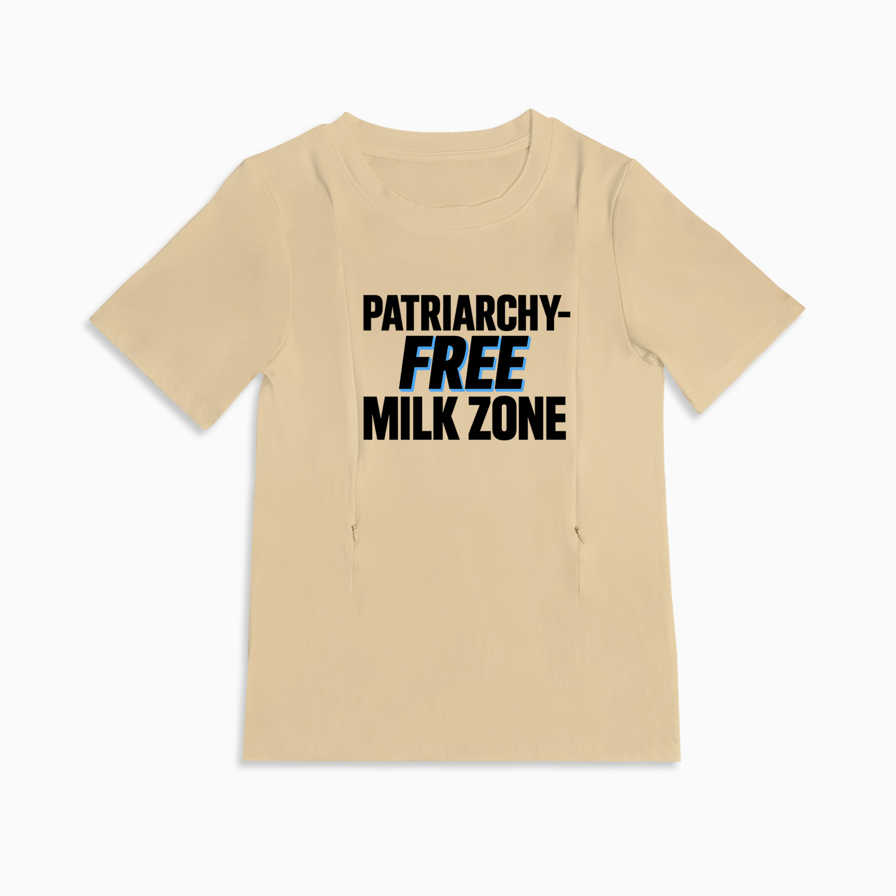 Soft Cotton Nursing Tee | Patriarchy-Free Milk Zone | Discreet Zipper
